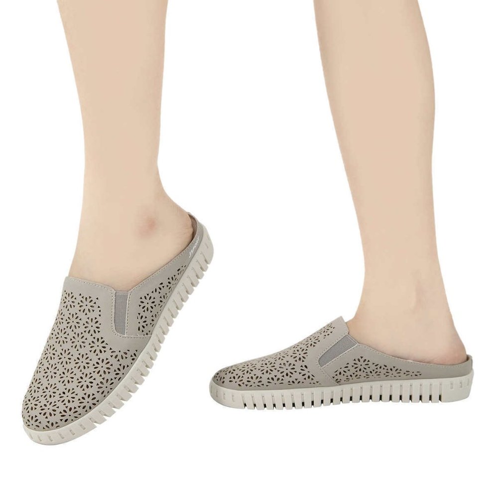 Jsport Ladies' Floral Cutout Lightweight Comfy Slip-On Mule - Taupe